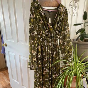 Madewell Long Wrap Flowy Dress - L